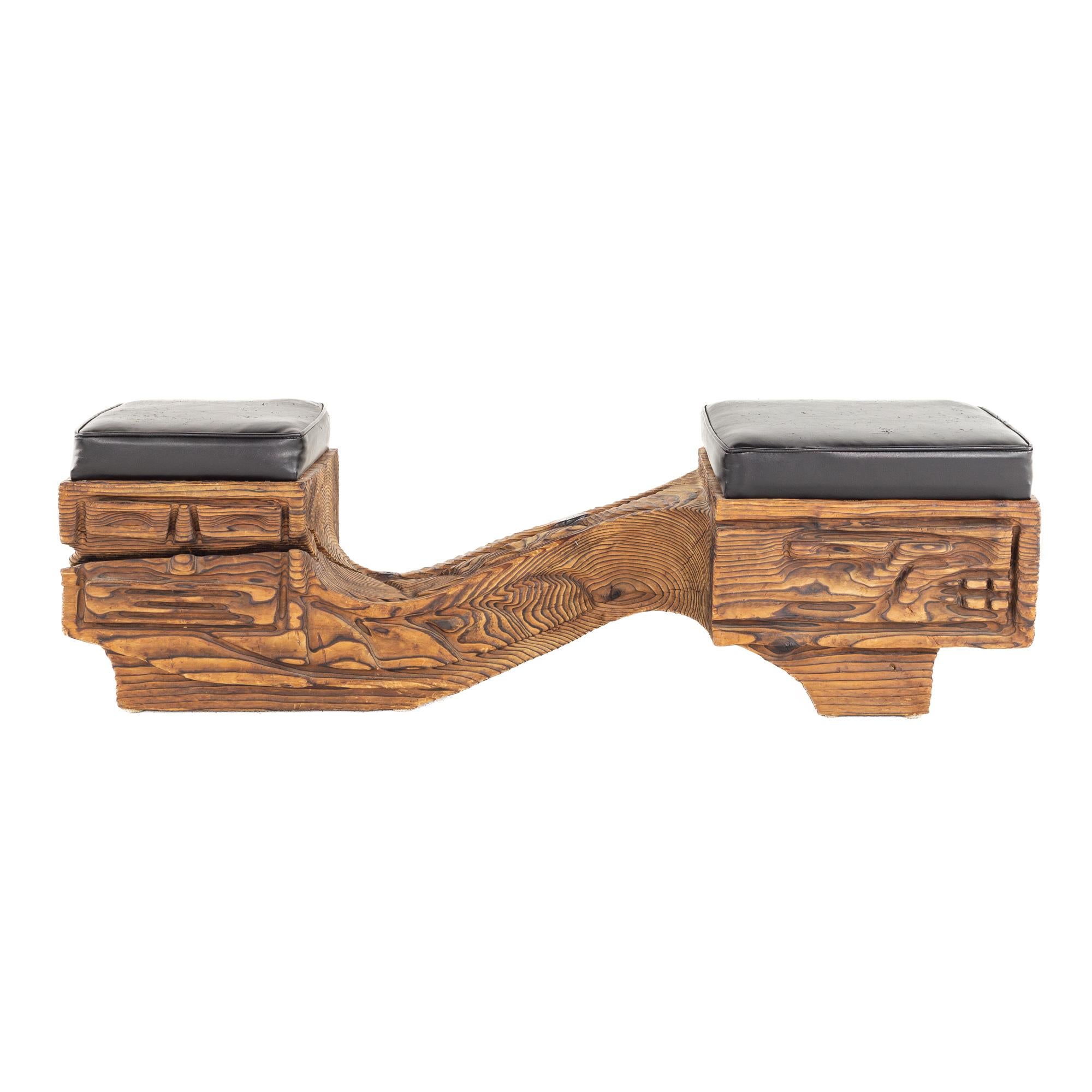 Witco Mid Century Tiki Style Bench Sold 05/09/22 In Good Condition In Countryside, IL