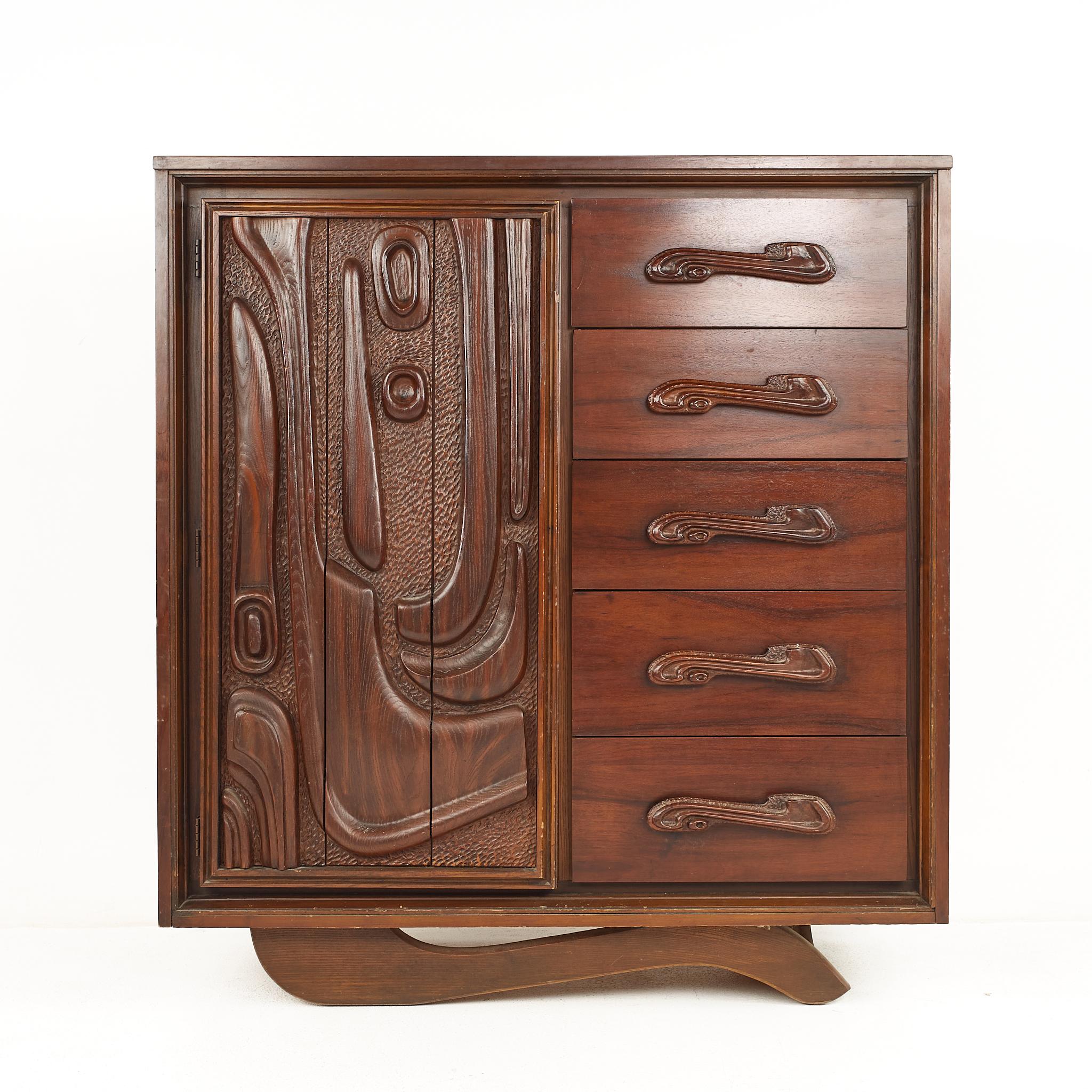 Witco Pulaski oceanic mid-century highboy brutalist armoire

The armoire measures: 48.5 wide x 19 deep x 52.5 inches

All pieces of furniture can be had in what we call restored vintage condition. That means the piece is restored upon purchase