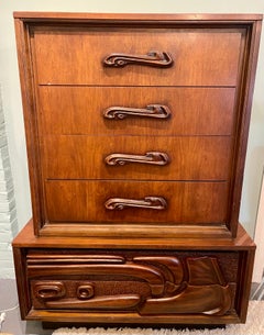 Witco Style Pulaski Mid Century Oceanic Brutalist Gentlemans Chest Highboy