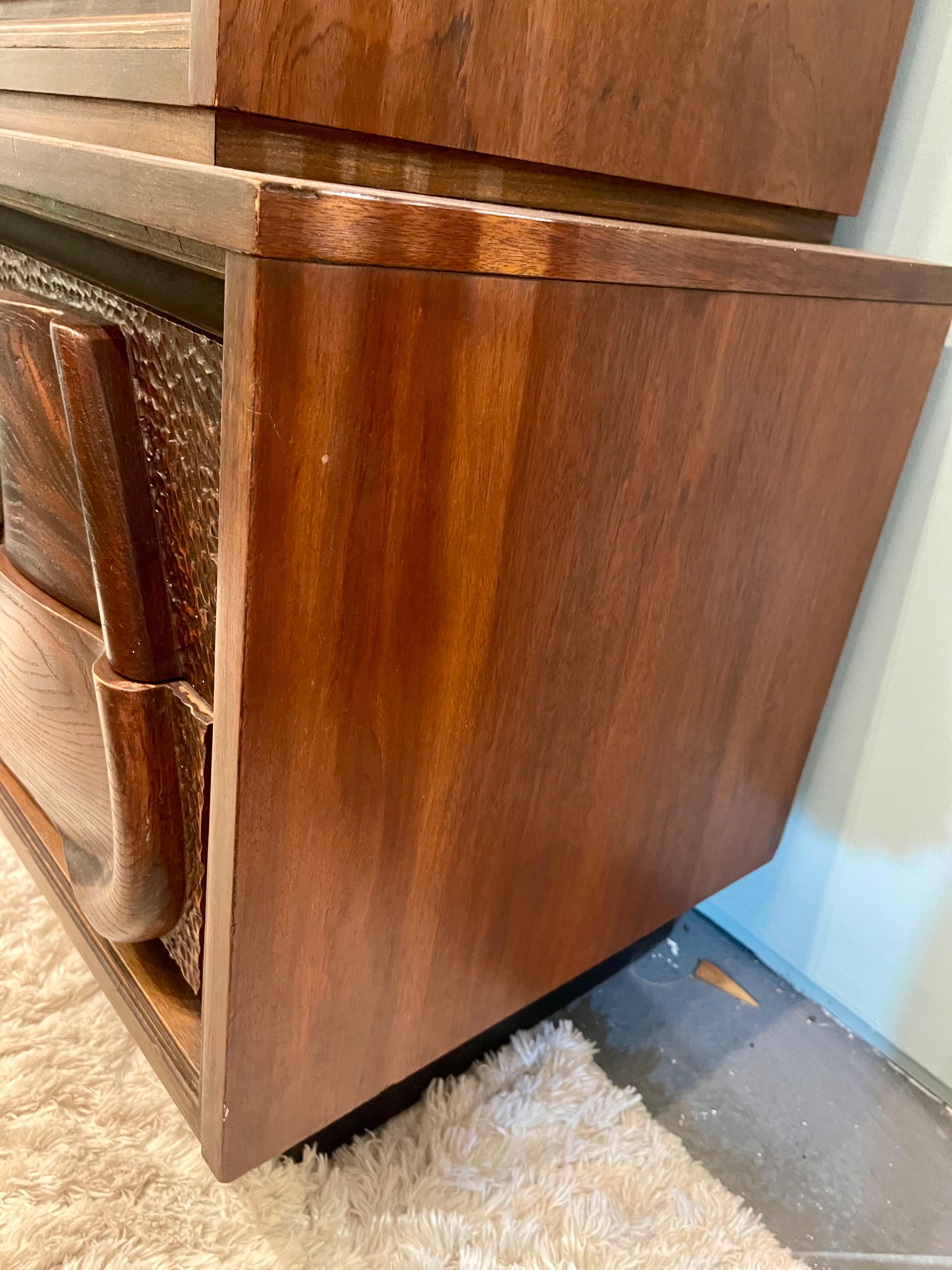 20th Century Witco Style Pulaski Mid Century Oceanic Brutalist Gentlemans Chest Highboy