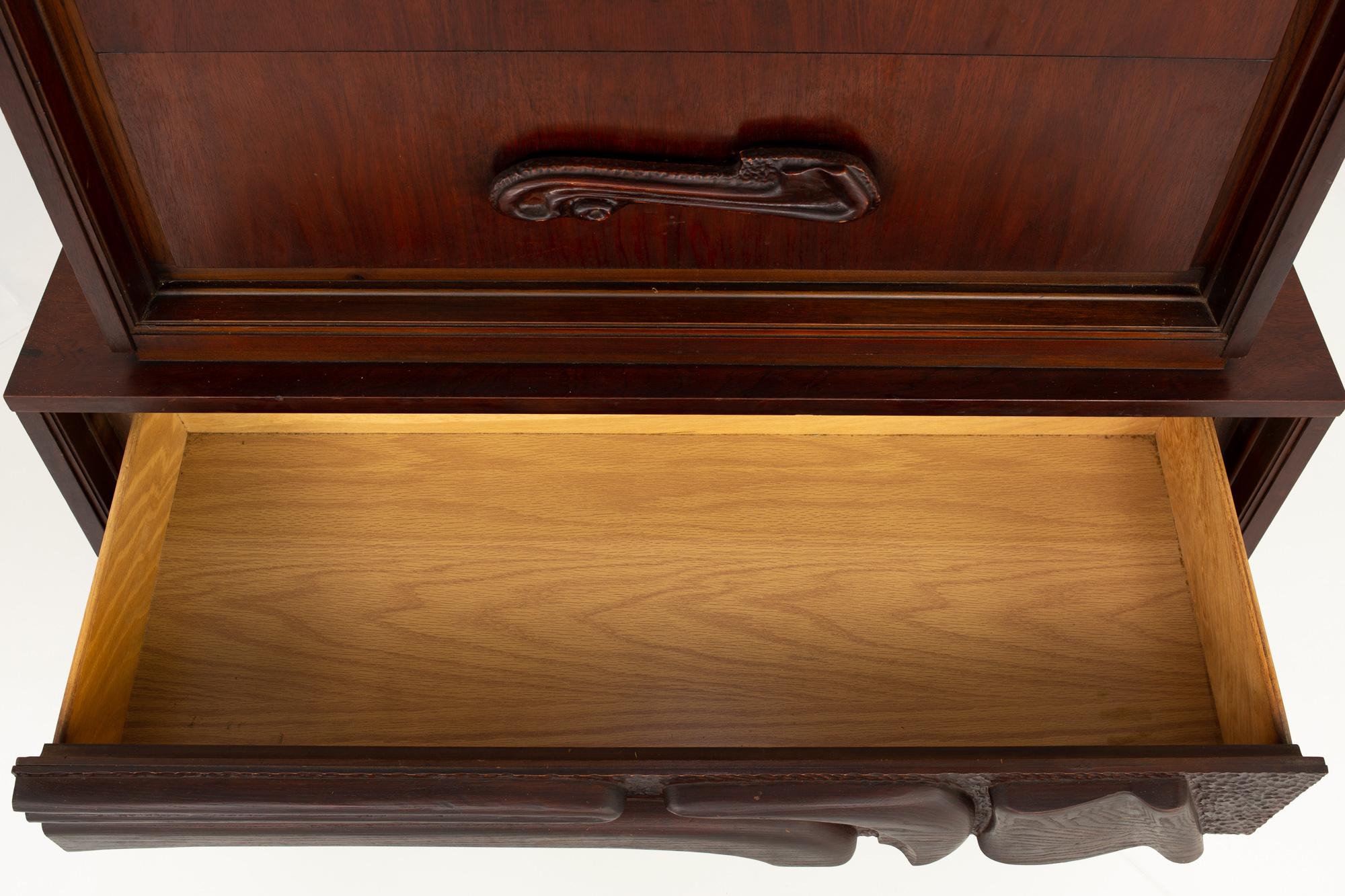Legno Witco Style Pulaski Oceanic Brutalist MCM 6 Drawer Gentlemans Chest Highboy in vendita