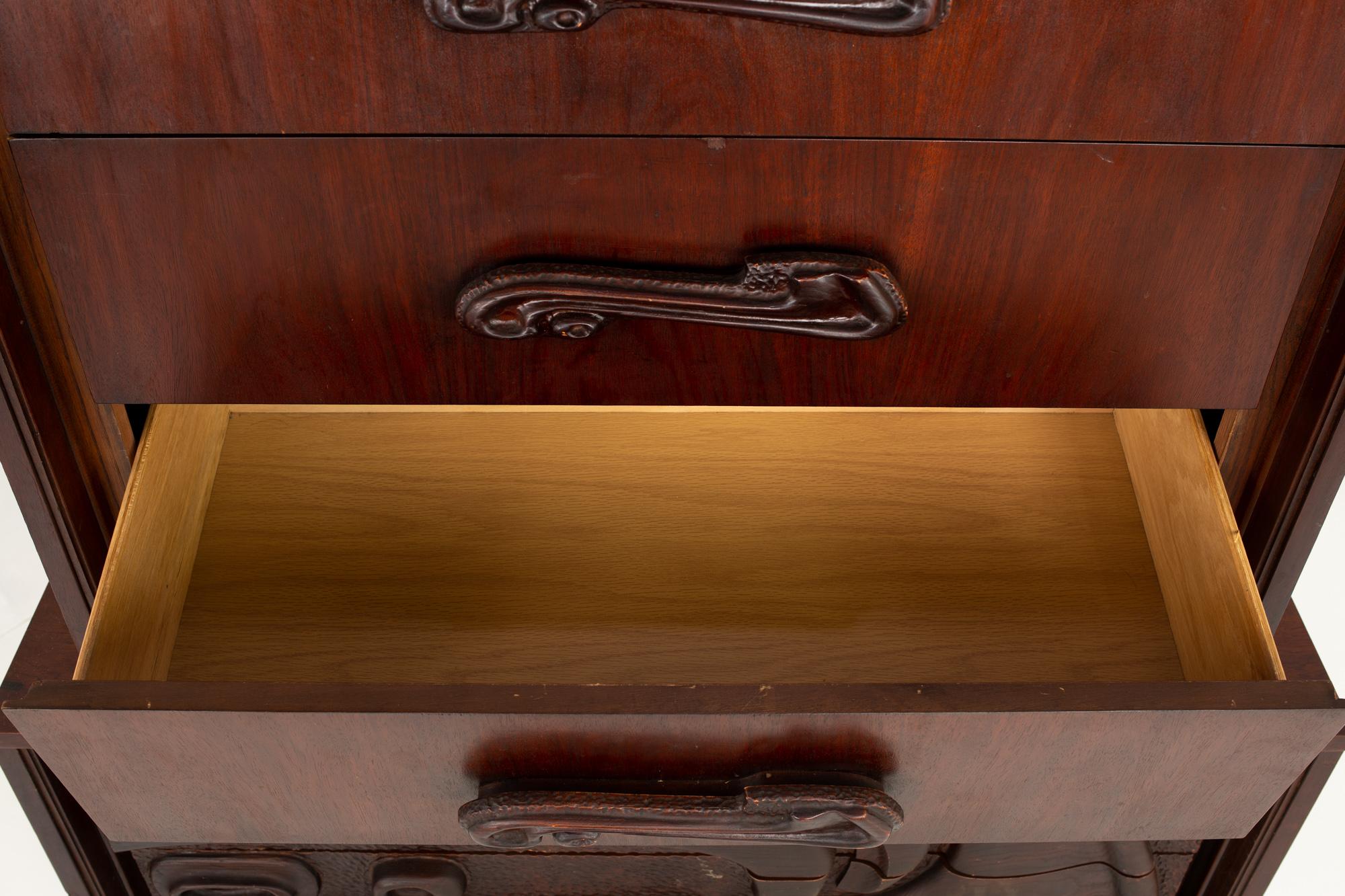 Witco Style Pulaski Oceanic Brutalist MCM 6 Drawer Gentlemans Chest Highboy in vendita 1