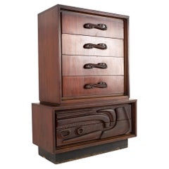 Witco Style Pulaski Oceanic Brutalist MCM 6 Drawer Gentlemans Chest Highboy