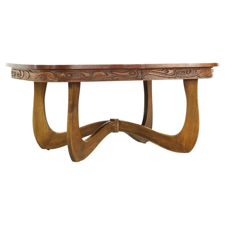 Witco Style Pulaski Oceanic Midcentury Dining Table with 1 Leaf For