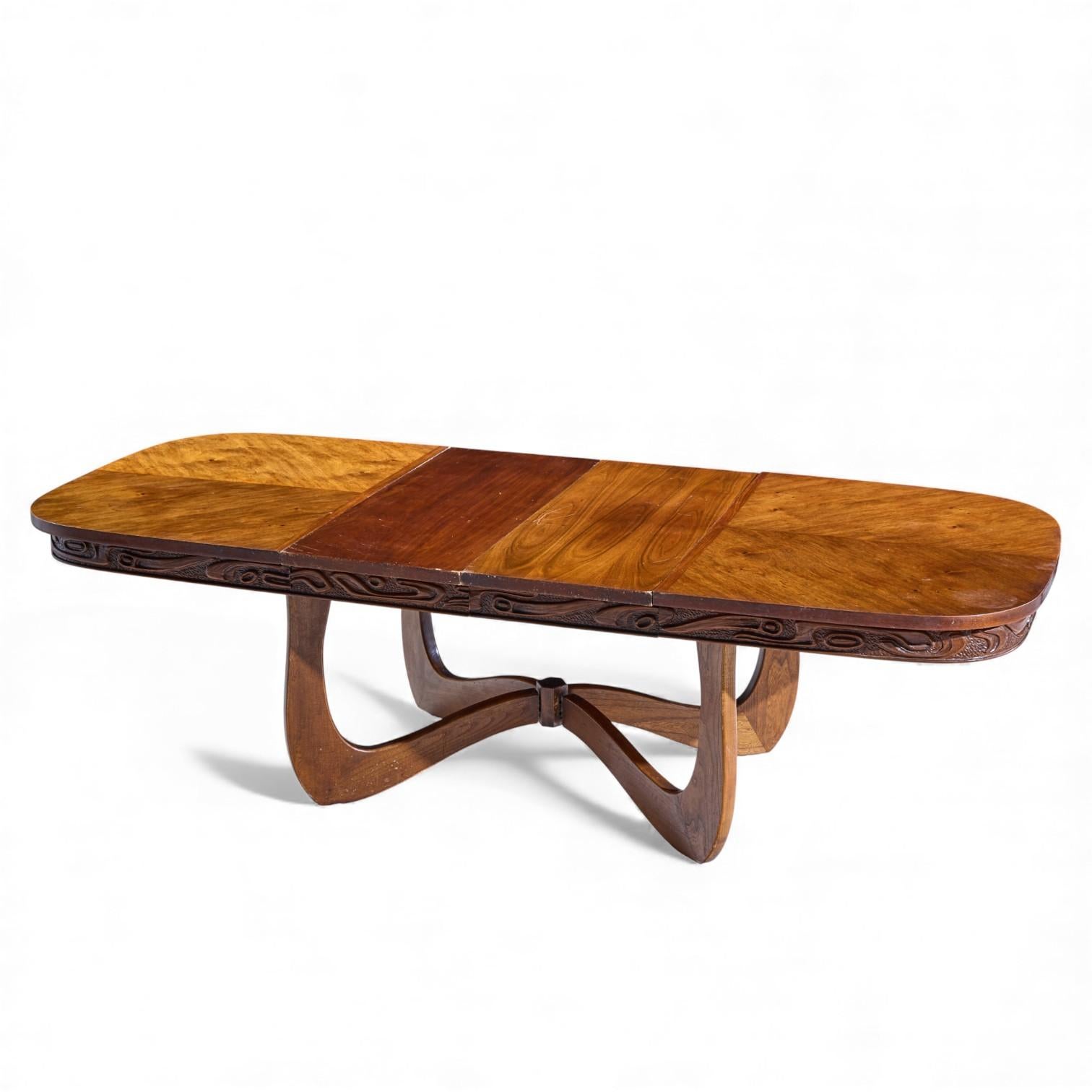 Witco Style Pulaski Oceanic Mid Century Dining Table with 2 Leaves For Sale 6