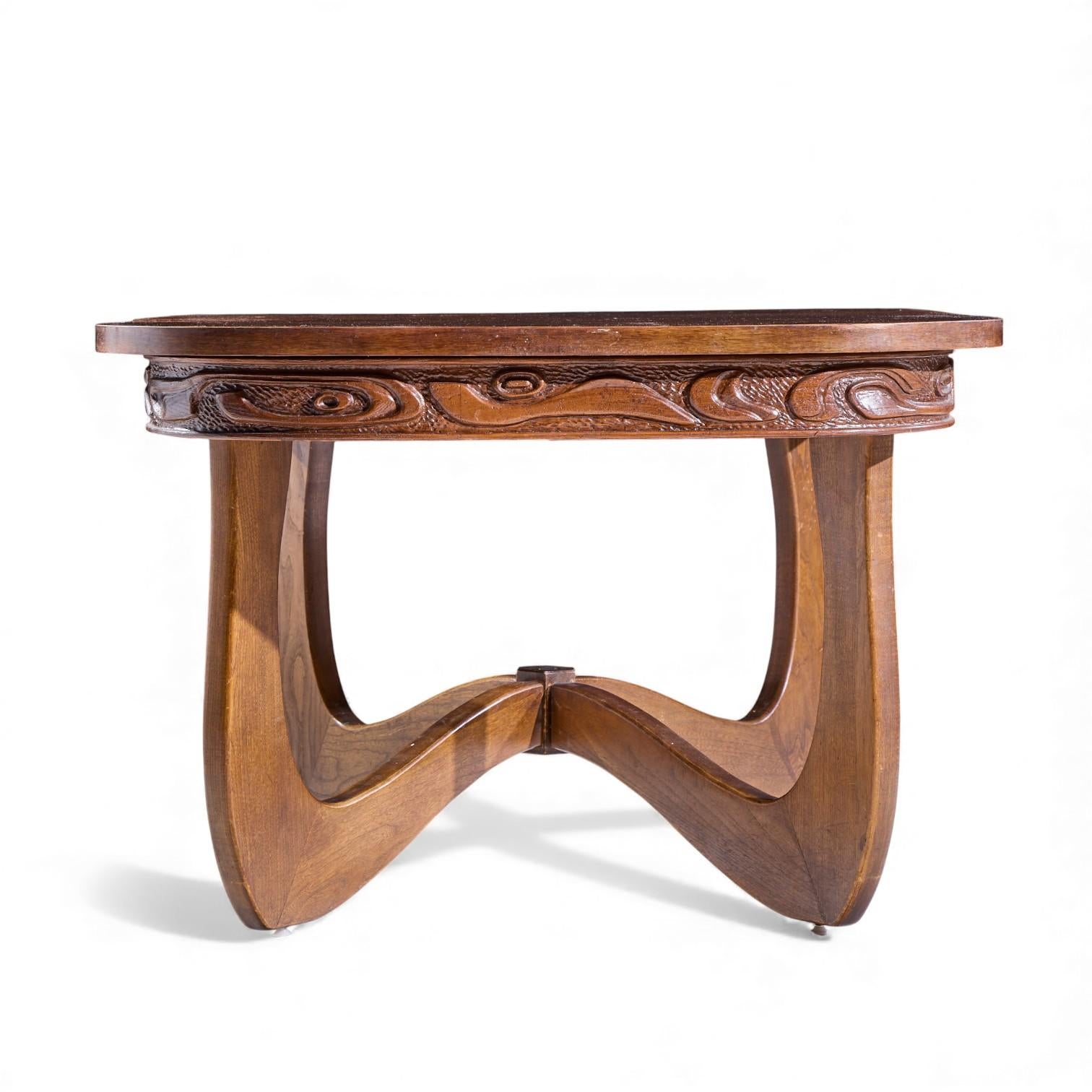 American Witco Style Pulaski Oceanic Mid Century Dining Table with 2 Leaves For Sale