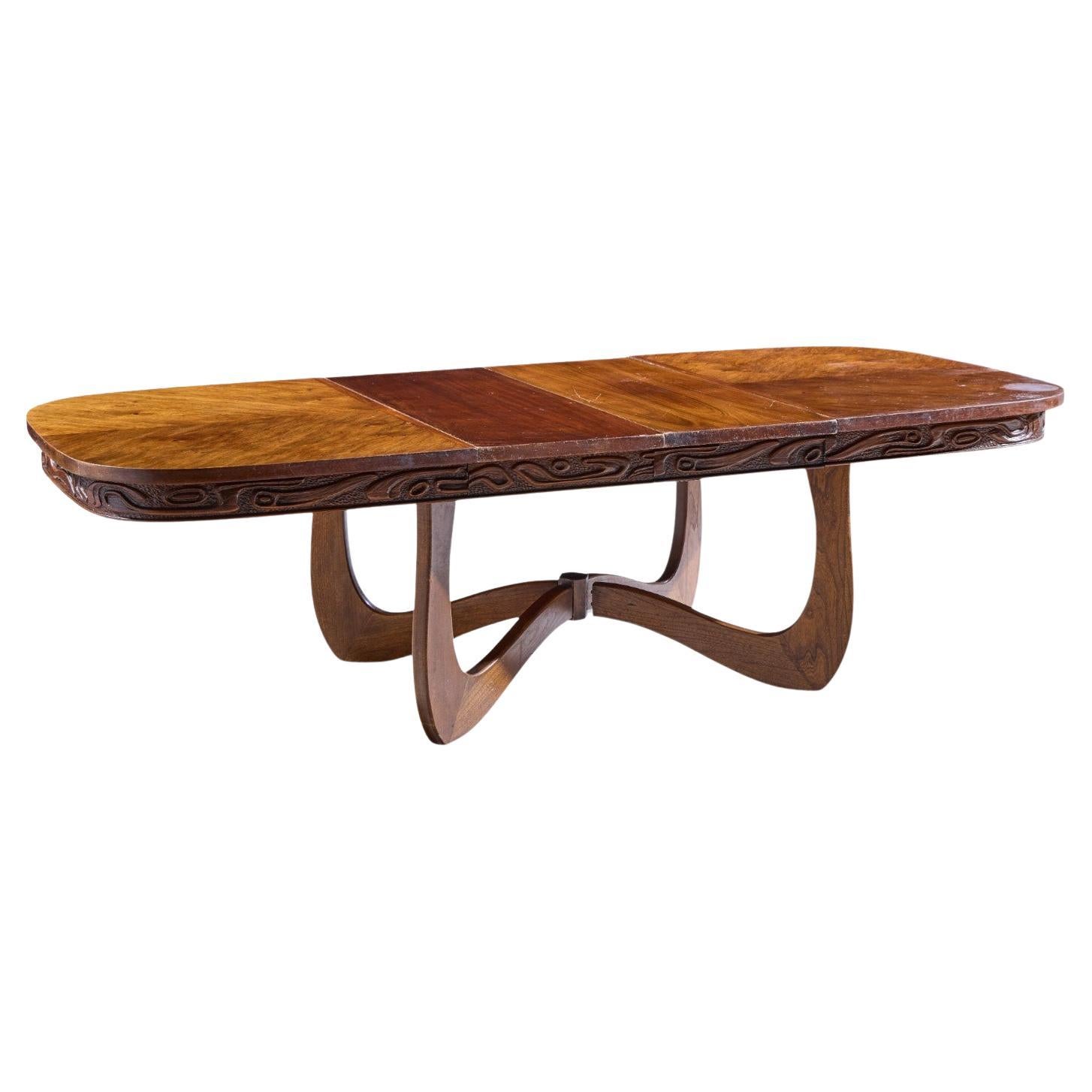 Witco Style Pulaski Oceanic Mid Century Dining Table with 2 Leaves For Sale