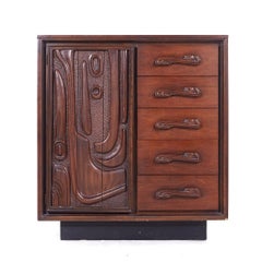 Witco Style Pulaski Oceanic Mid Century Highboy Dresser Armoire