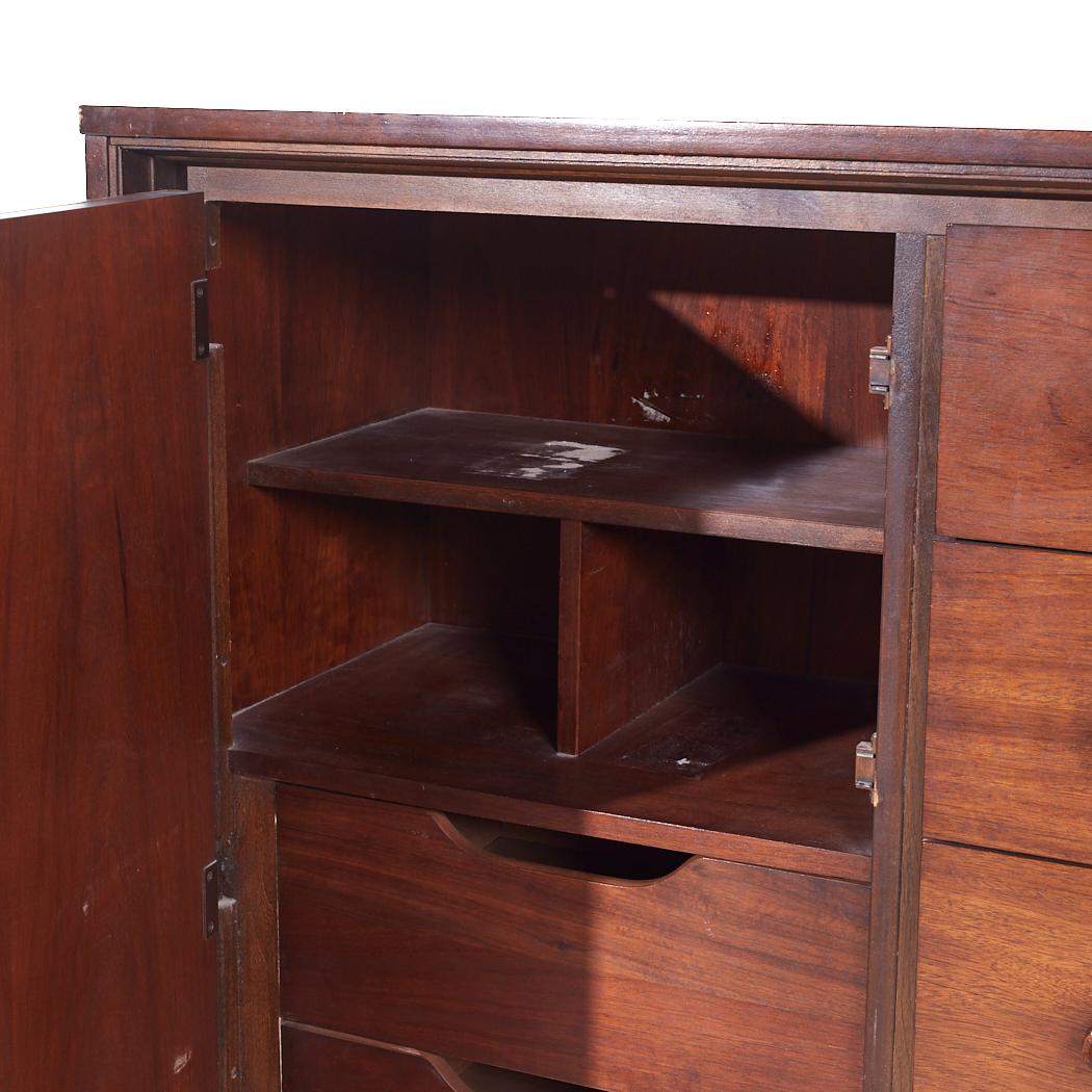 Wood Witco Style Pulaski Oceanic Mid Century Highboy Dresser Armoire For Sale