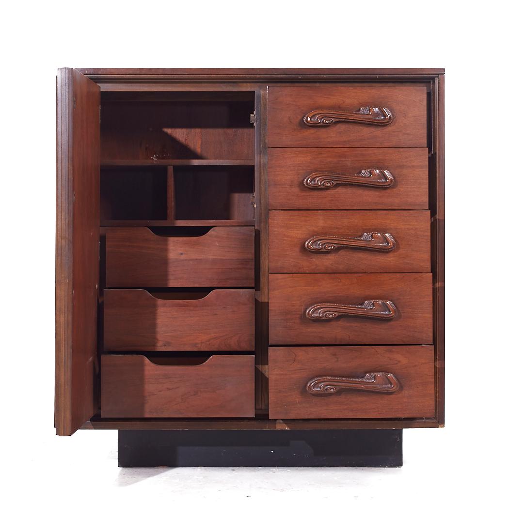 Witco Style Pulaski Oceanic Mid Century Highboy Dresser Armoire For Sale 1