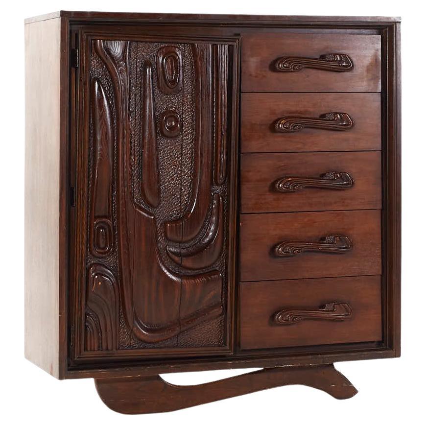 Witco Style Pulaski Oceanic Mid Century Highboy Dresser Armoire For Sale