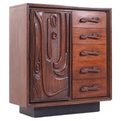 Witco Style Pulaski Oceanic Mid Century Highboy Dresser Armoire