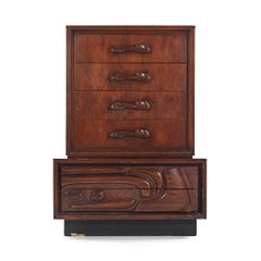 Witco Style Pulaski Oceanic Mid Century Highboy Dresser