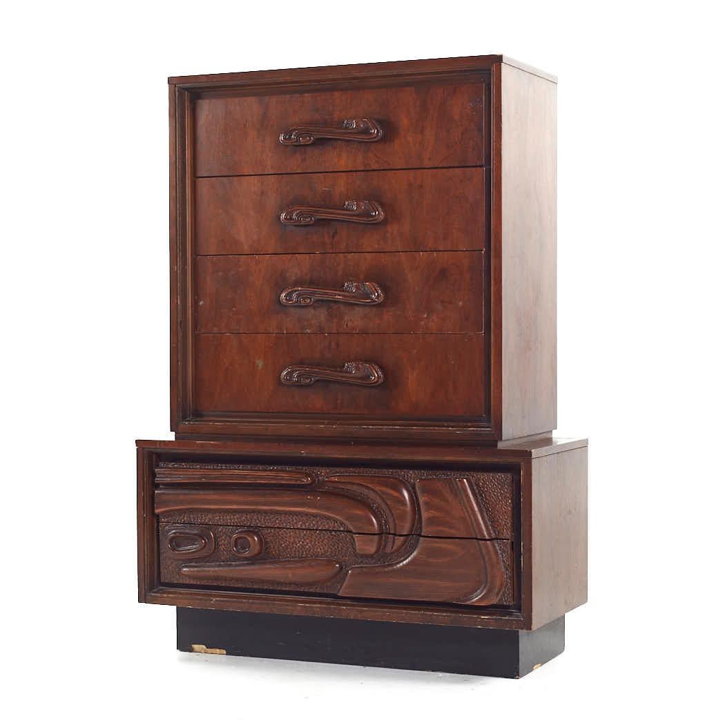 Mid-Century Modern Witco Style Pulaski Oceanic Mid Century Highboy Dresser For Sale