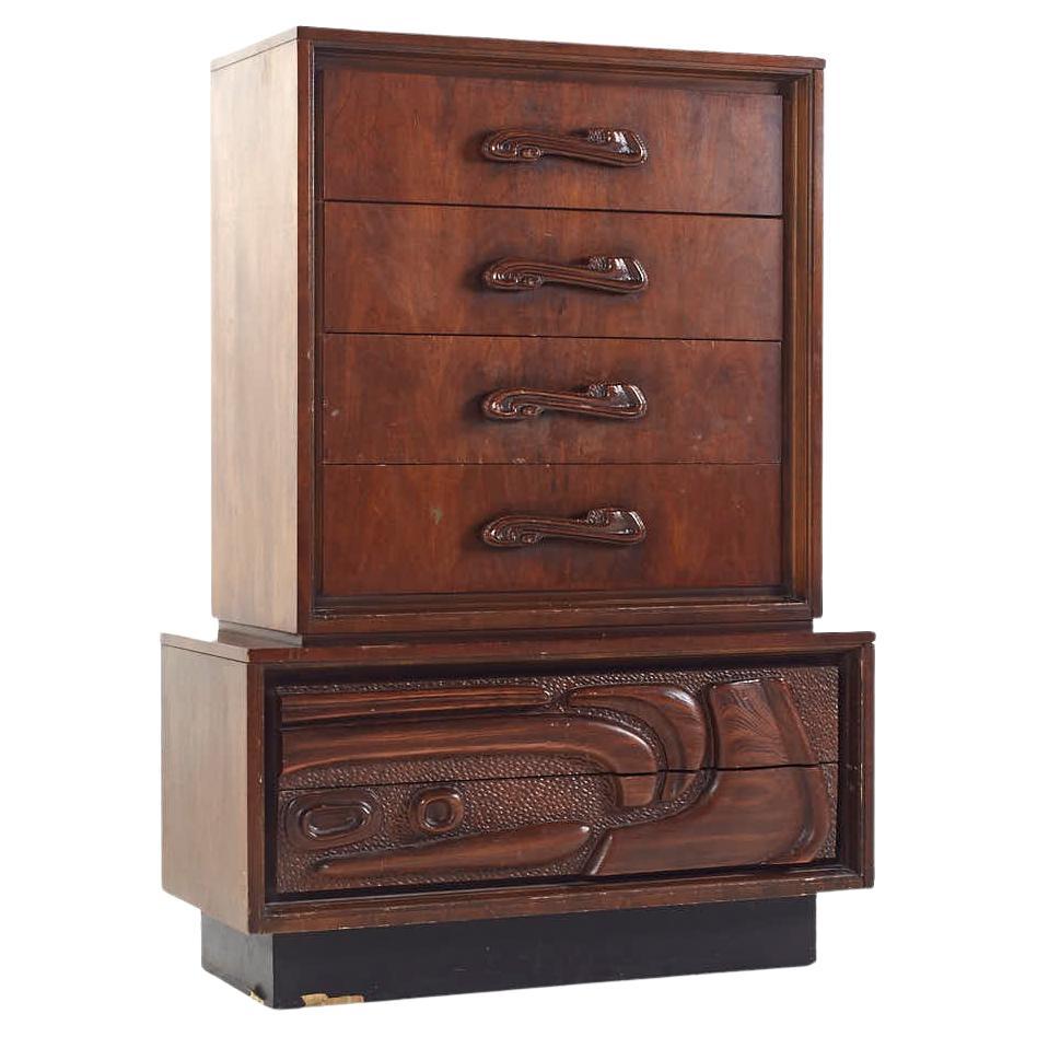 Witco Style Pulaski Oceanic Mid Century Highboy Dresser For Sale