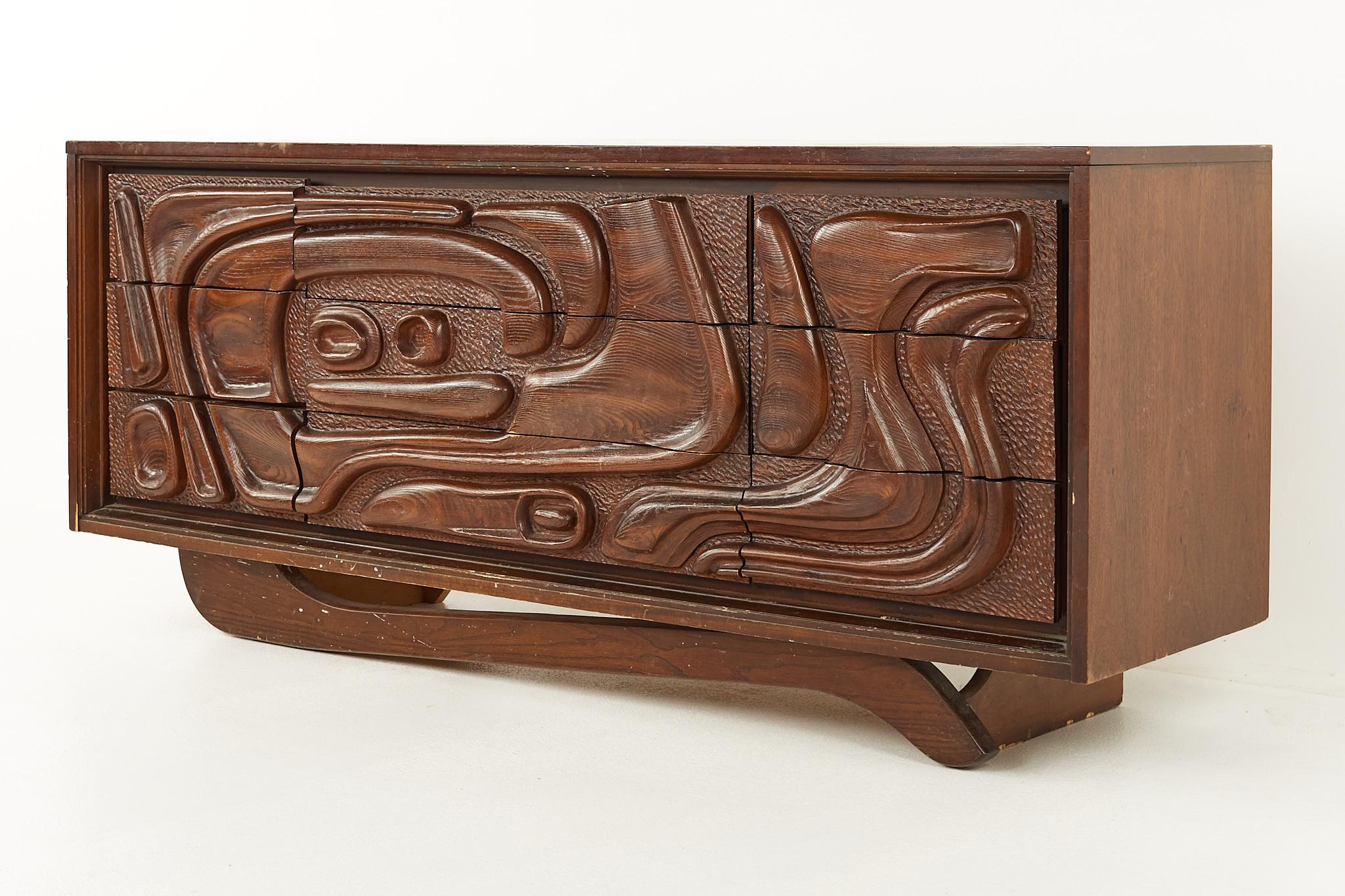 Mid-Century Modern Witco Style Pulaski Oceanic Mid Century Lowboy Dresser For Sale