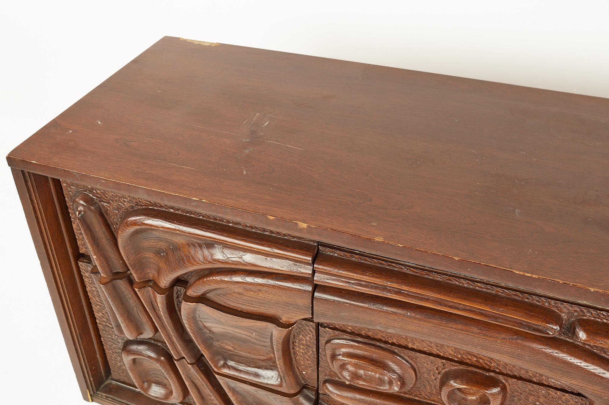 Late 20th Century Witco Style Pulaski Oceanic Mid Century Lowboy Dresser For Sale