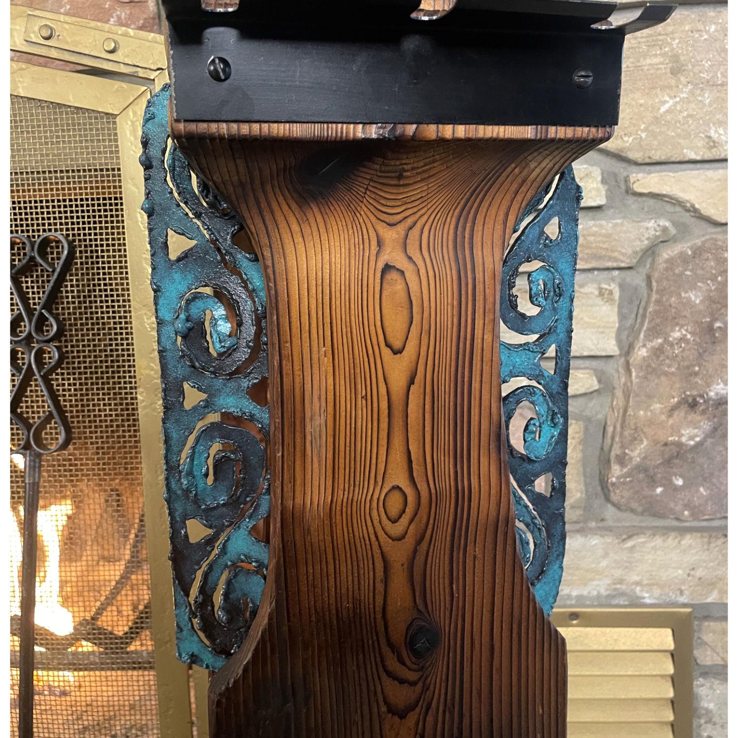 Witco Tiki Mid Century Wood Carved Fireplace Tool Set with Brutalist Accent For Sale 5