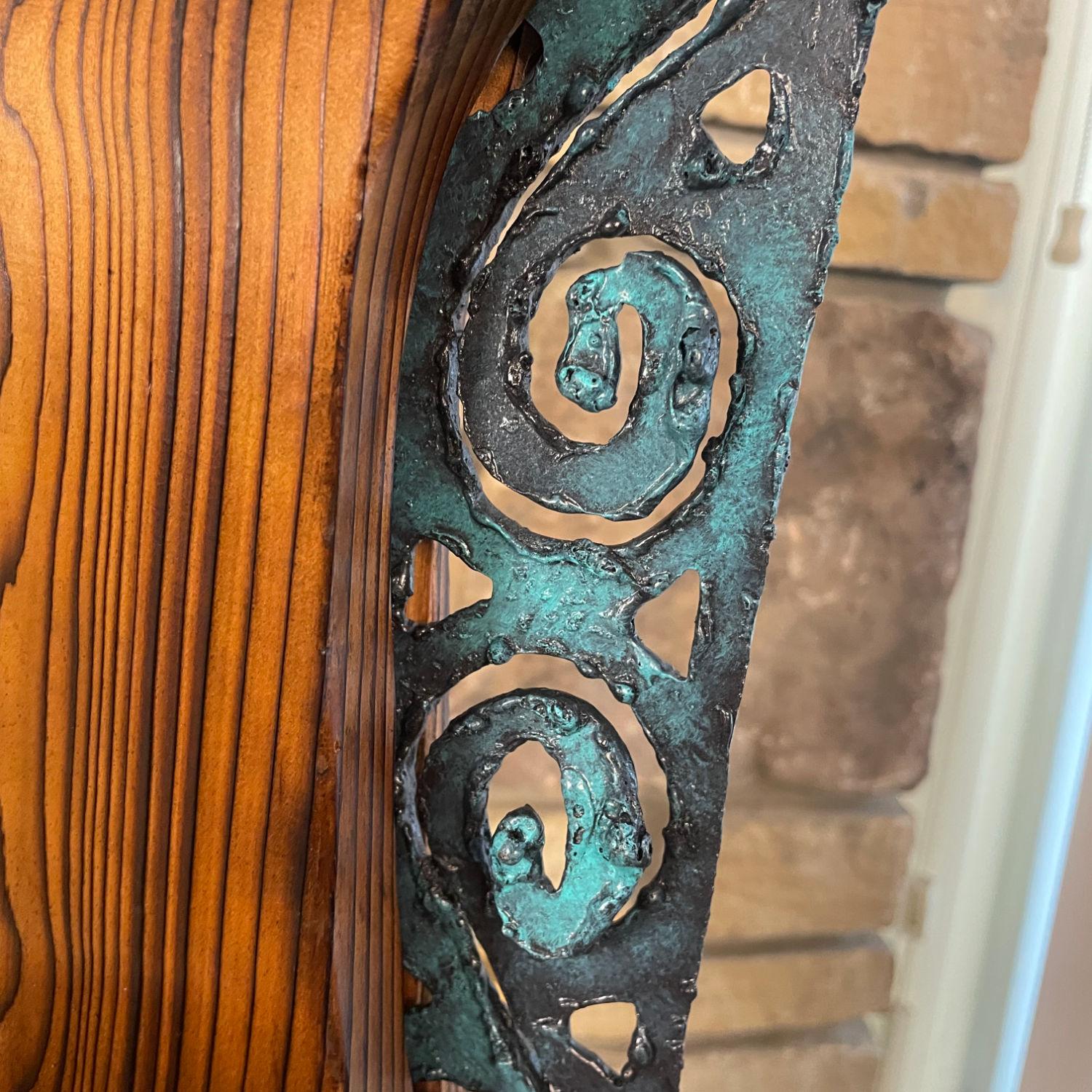 Witco Tiki Mid Century Wood Carved Fireplace Tool Set with Brutalist Accent For Sale 7