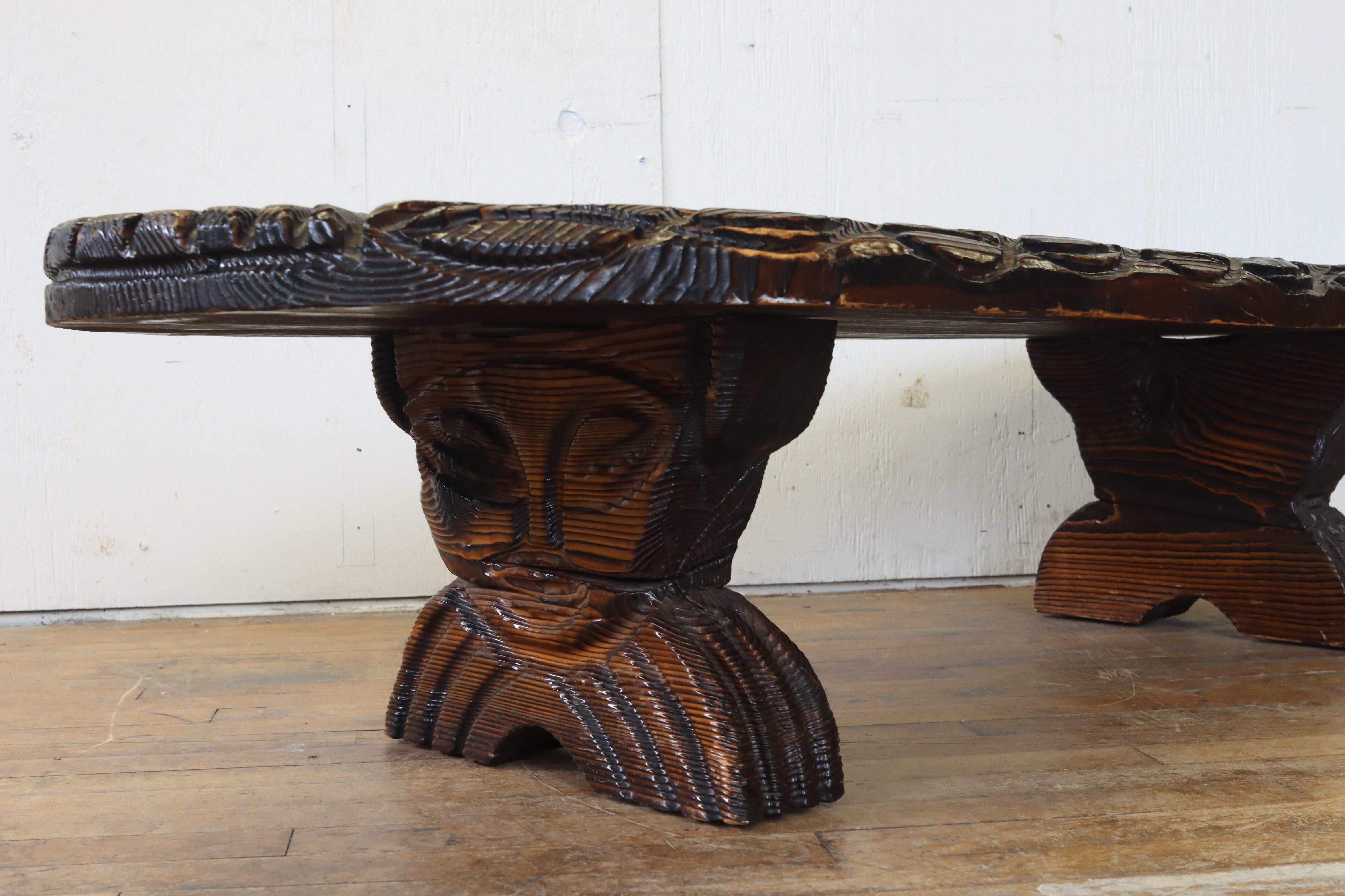 American Witco William Westenhaver Hand Carved Tiki Coffee Table