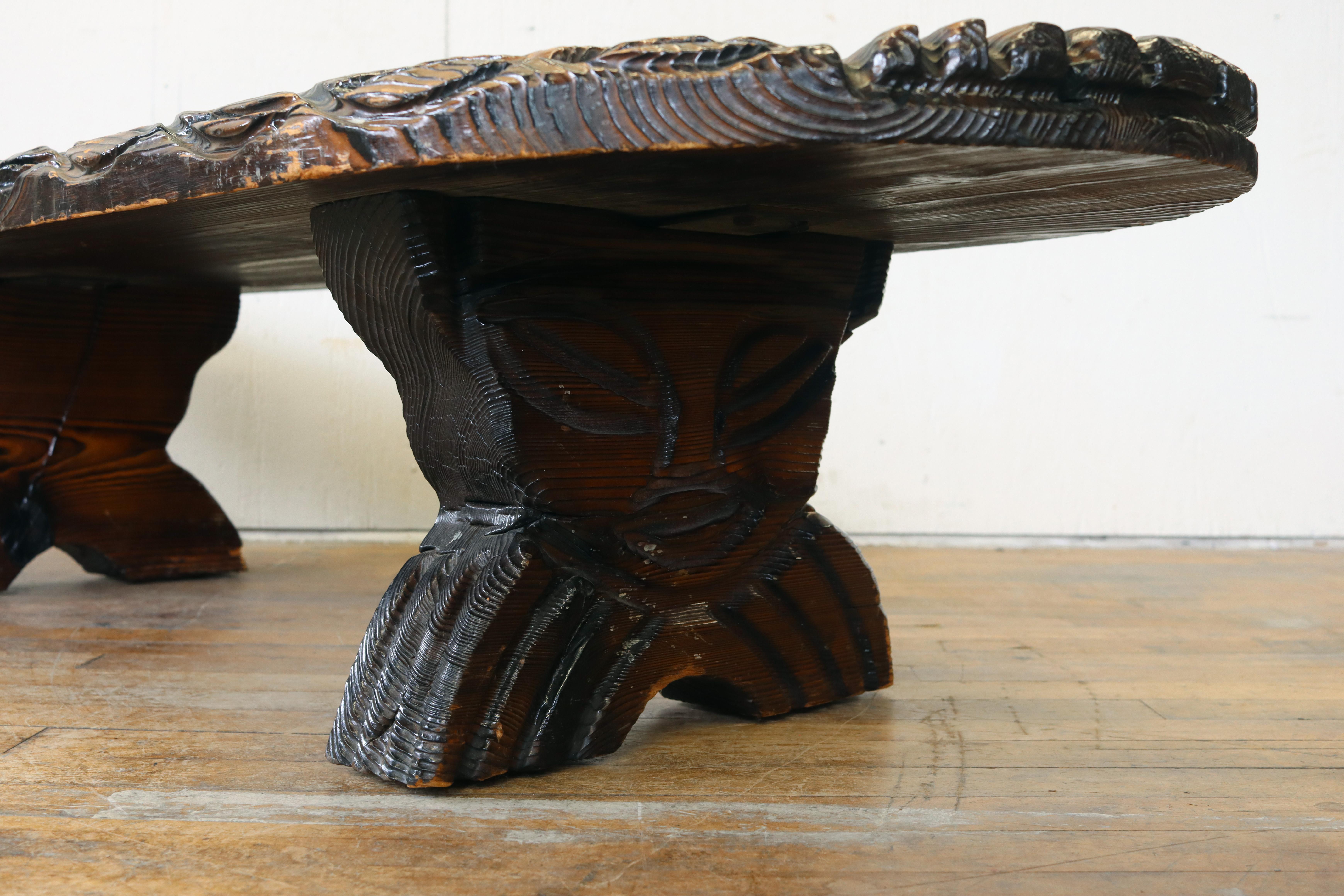 Witco William Westenhaver Hand Carved Tiki Coffee Table In Good Condition In Media, PA