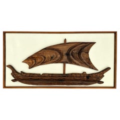 Witco Wood Carved Outrigger Ship Wall Hanging