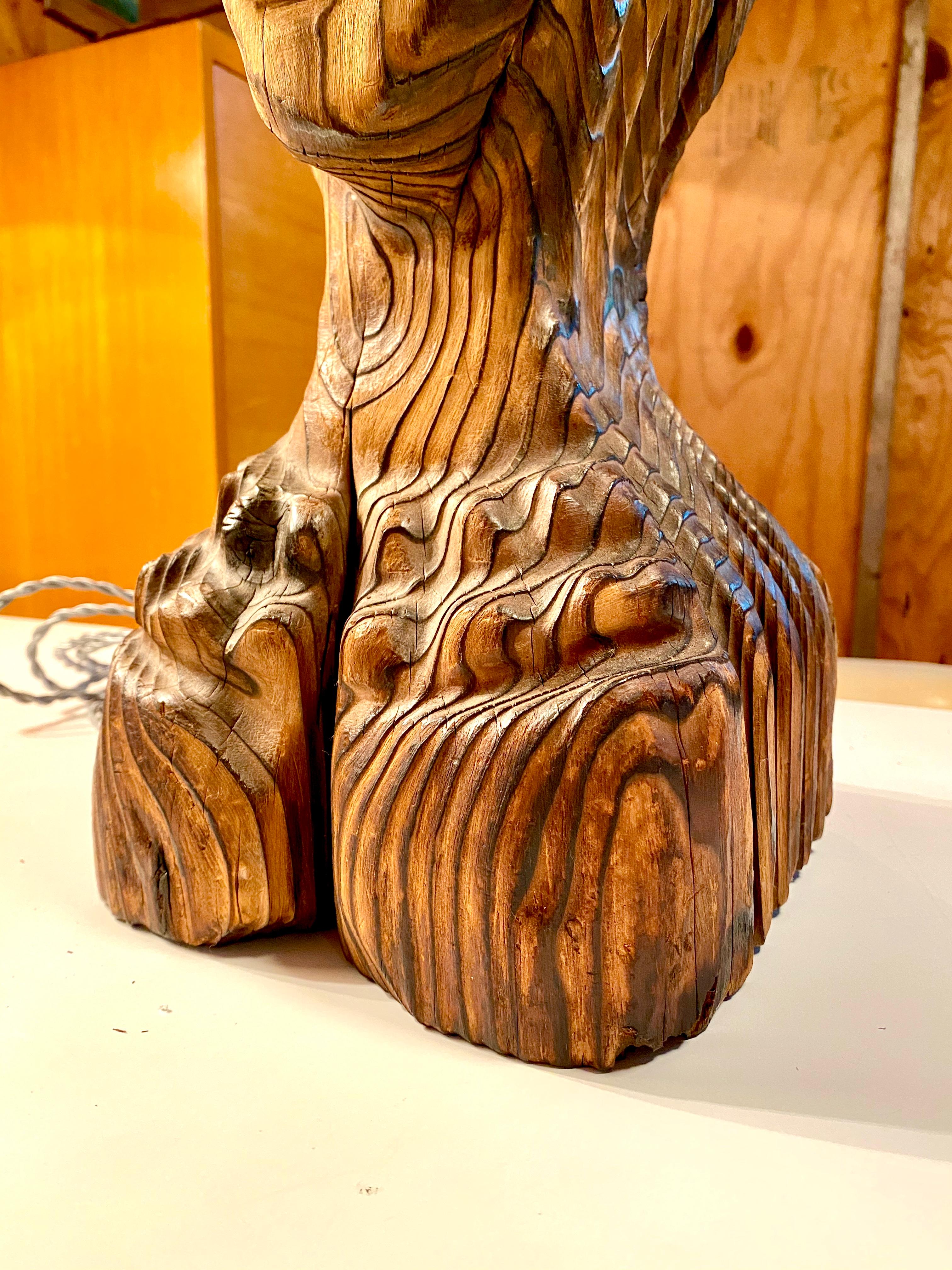 Witco Wood Carved Tiki Lamp In Good Condition For Sale In Doraville, GA