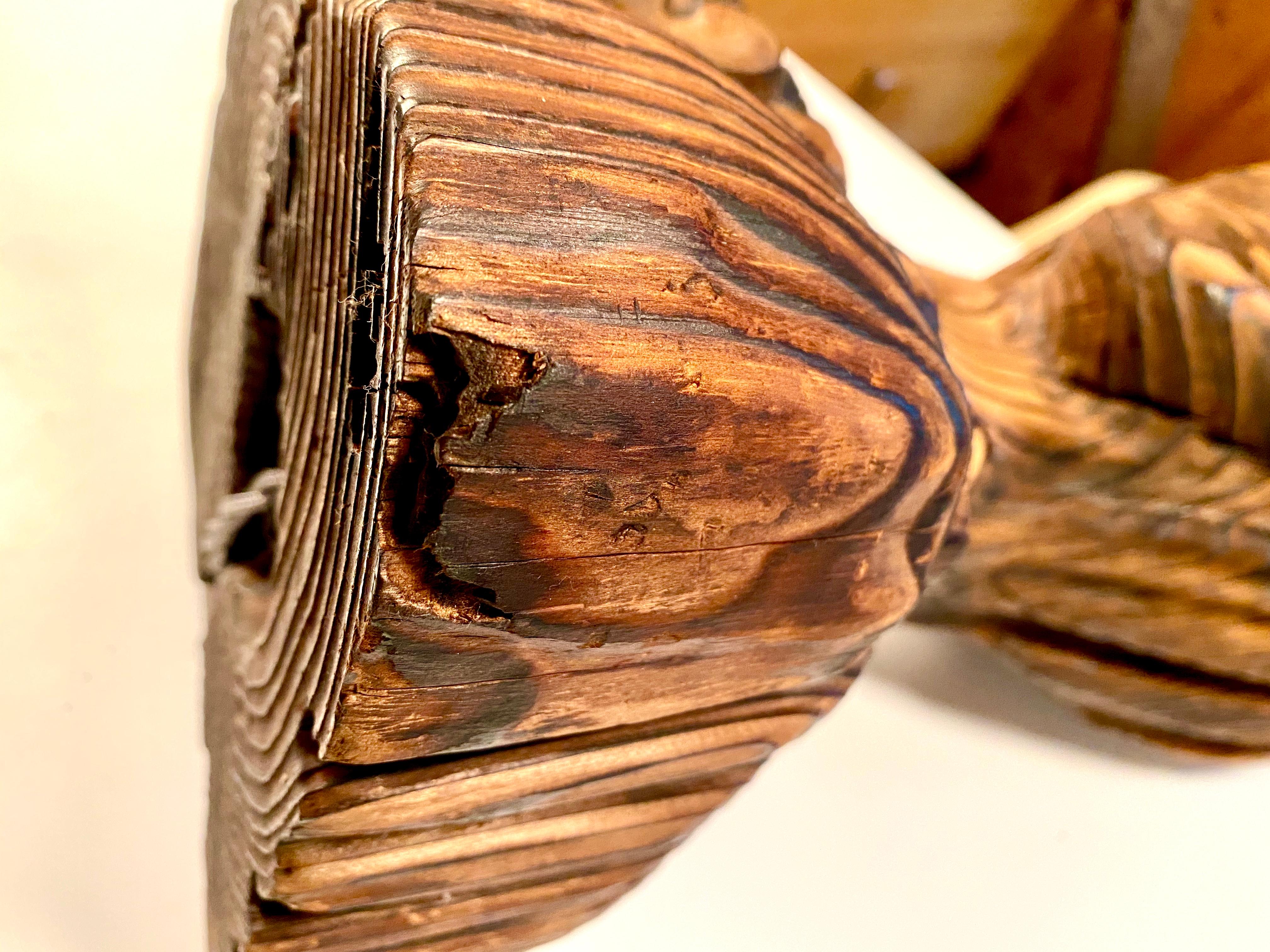 Bois Lampe TIKI WITCO en bois sculpté en vente