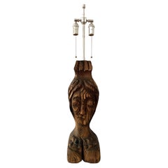 Used Witco Wood Carved Tiki Lamp