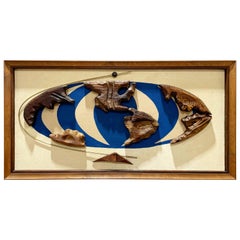 Witco World Map, Mid-Century Modern Carved Wood Wall Mounted Globe, Tiki Bar