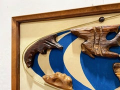 Witco World Map, Mid-Century Modern Carved Wood Wall Mounted Globe, Tiki Bar