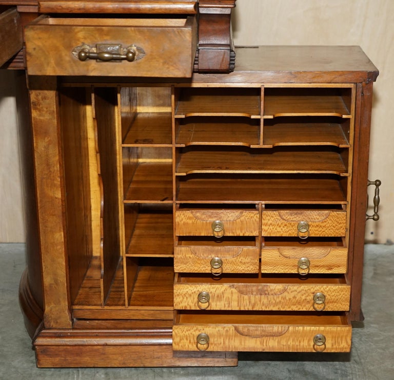 With Certificate Antique Shannon File Co Victorian Walnut Tambour Desk ...