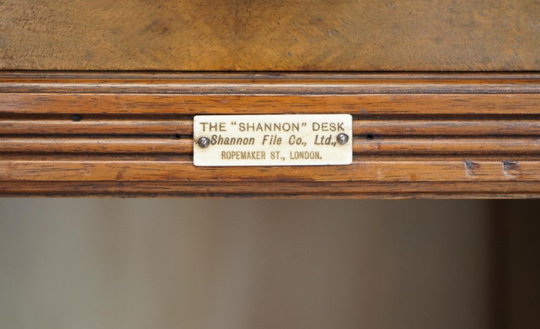 With Certificate Antique Shannon File Co Victorian Walnut Tambour Desk ...