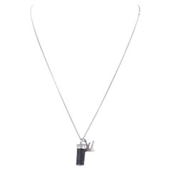Shop Louis Vuitton Monogram Eclipse Plate Necklace (COLLIER