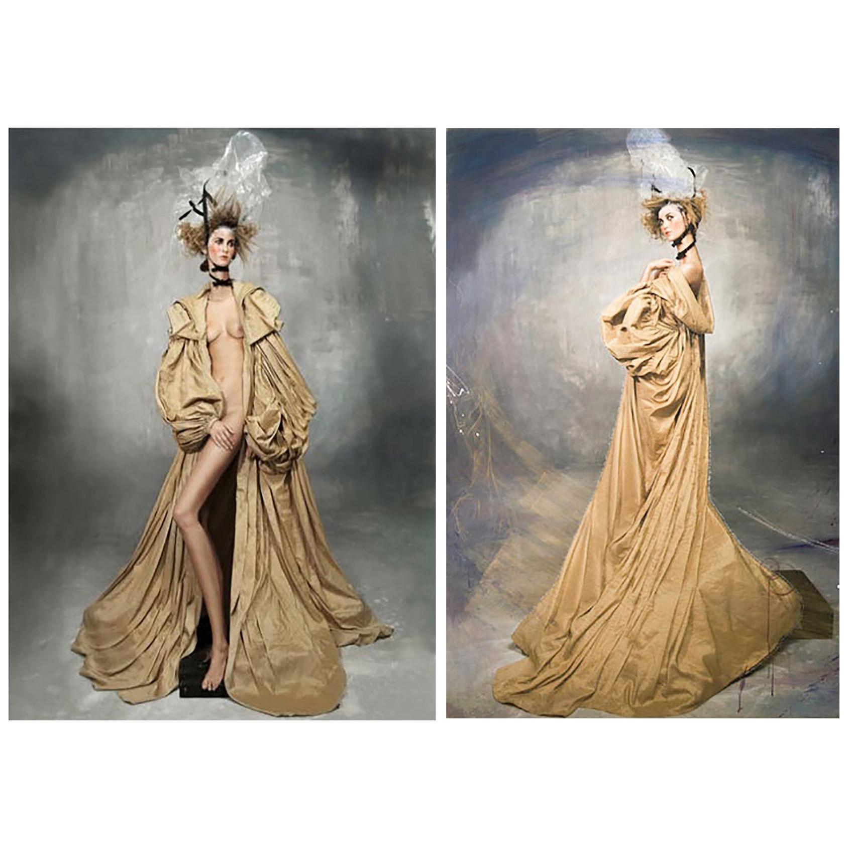 With Yves Saint Laurent Coat  I & II. Mixed media Fashion Photographs on canvas.