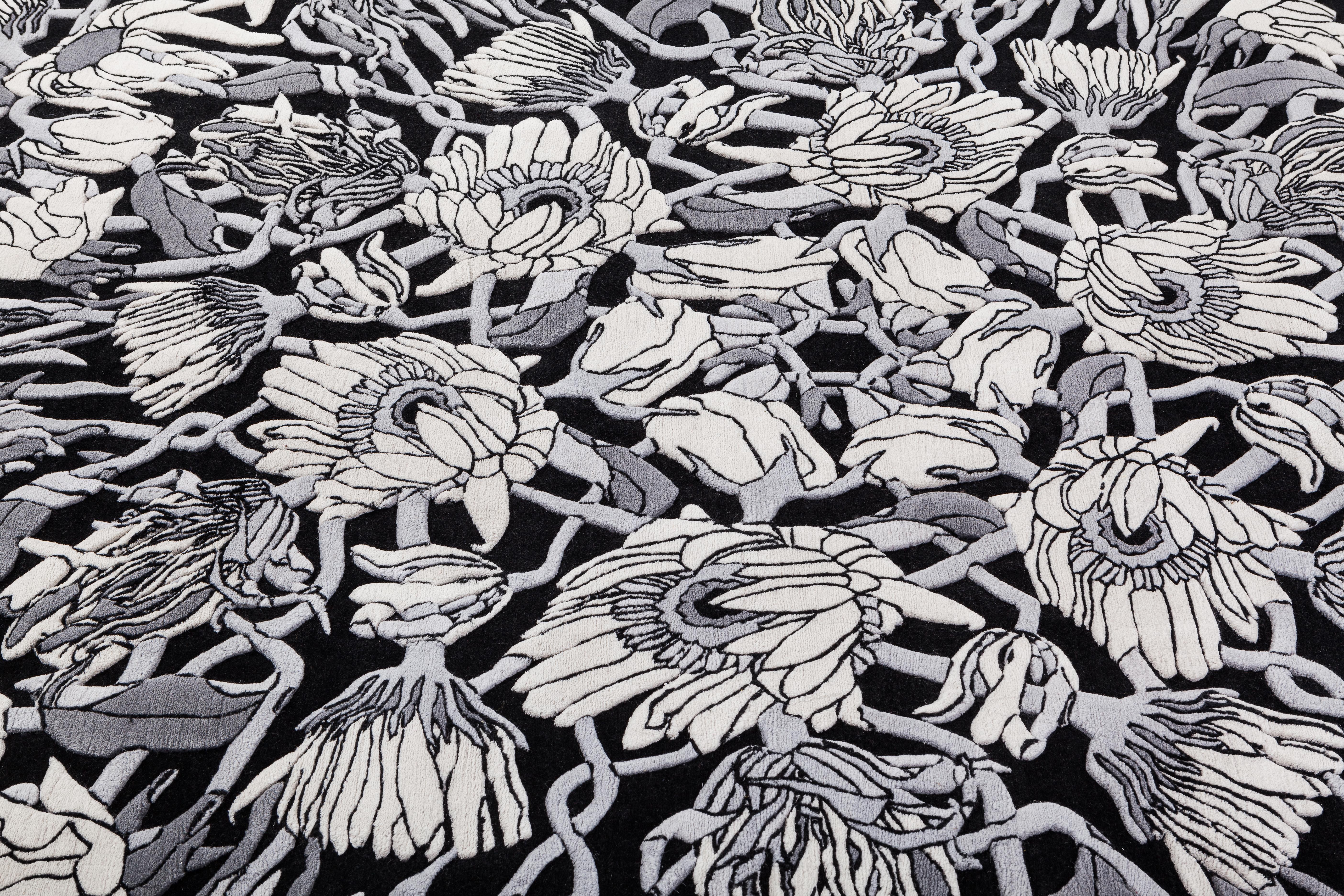 Withered Flowers Teppich:: handgeknüpft in Wolle:: 100 Kpi:: Studio Job im Zustand „Neu“ im Angebot in Milan, Lombardy