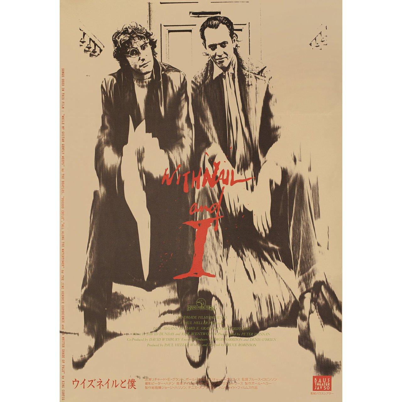 Original 1987 Japanese B2 poster for the film Withnail & I directed by Bruce Robinson with Richard E. Grant / Paul McGann / Richard Griffiths / Ralph Brown. Very Good-Fine condition, folded. Many original posters were issued folded or were