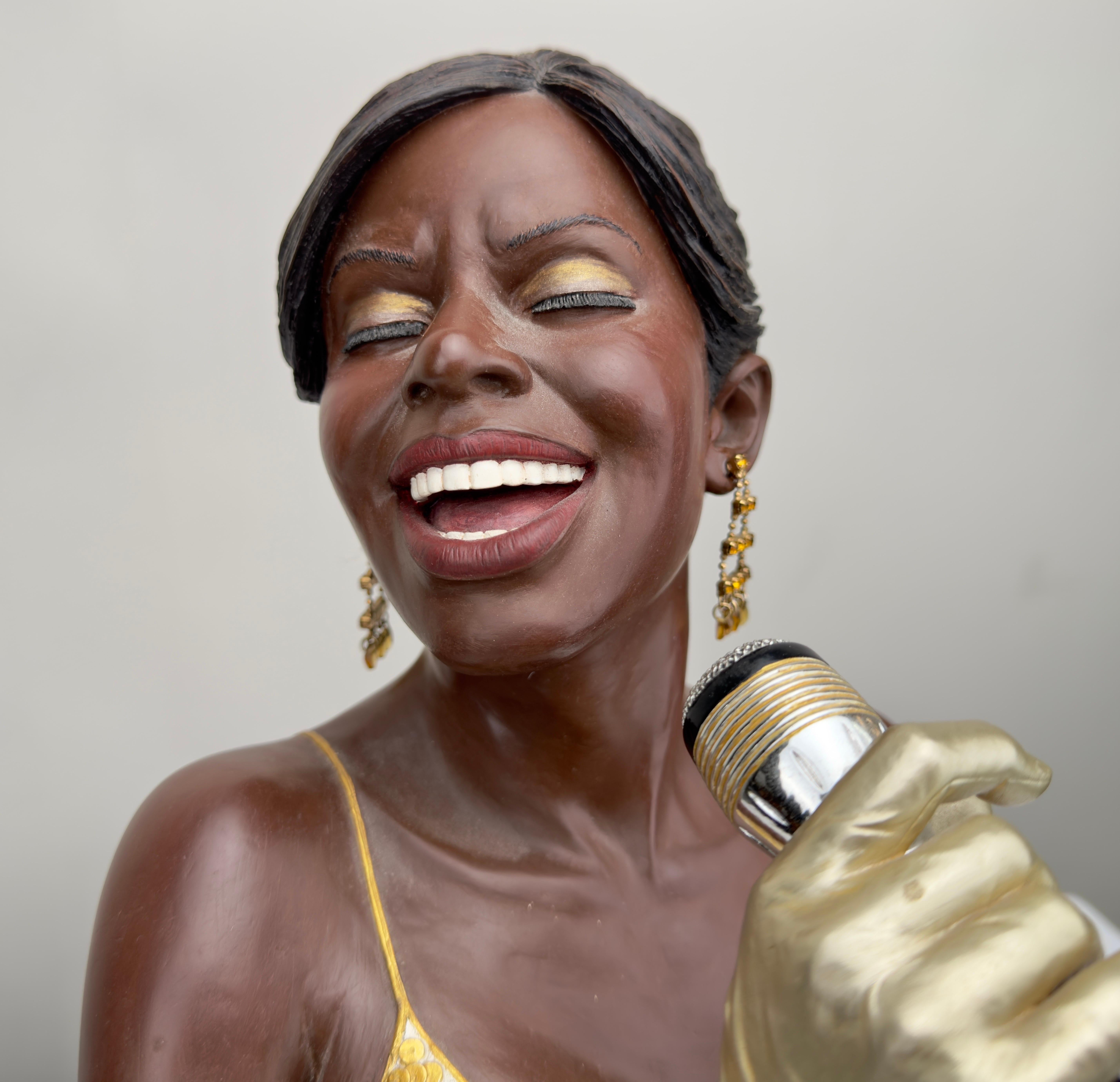 Willitts Designs International Gold Lady Jazz Singer Sculpture  For Sale 1