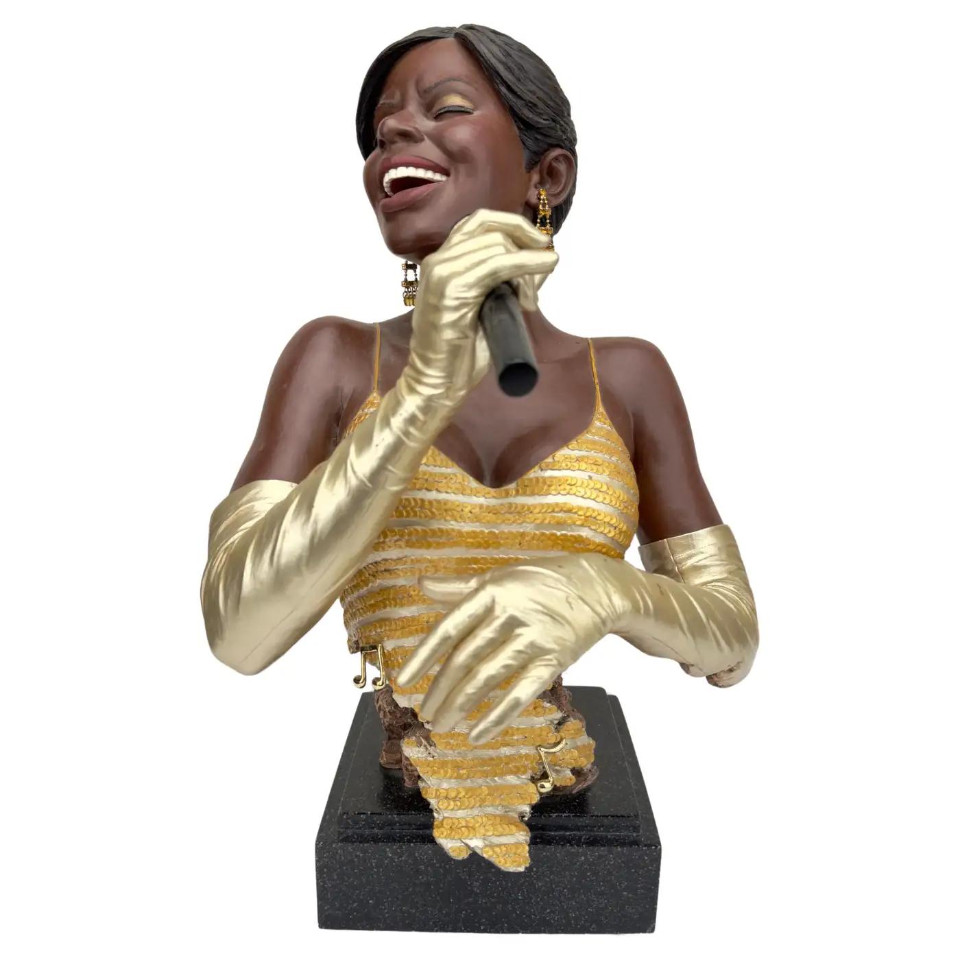 witllits Design International  Figurative Sculpture - Willitts Designs International Gold Lady Jazz Singer Sculpture 