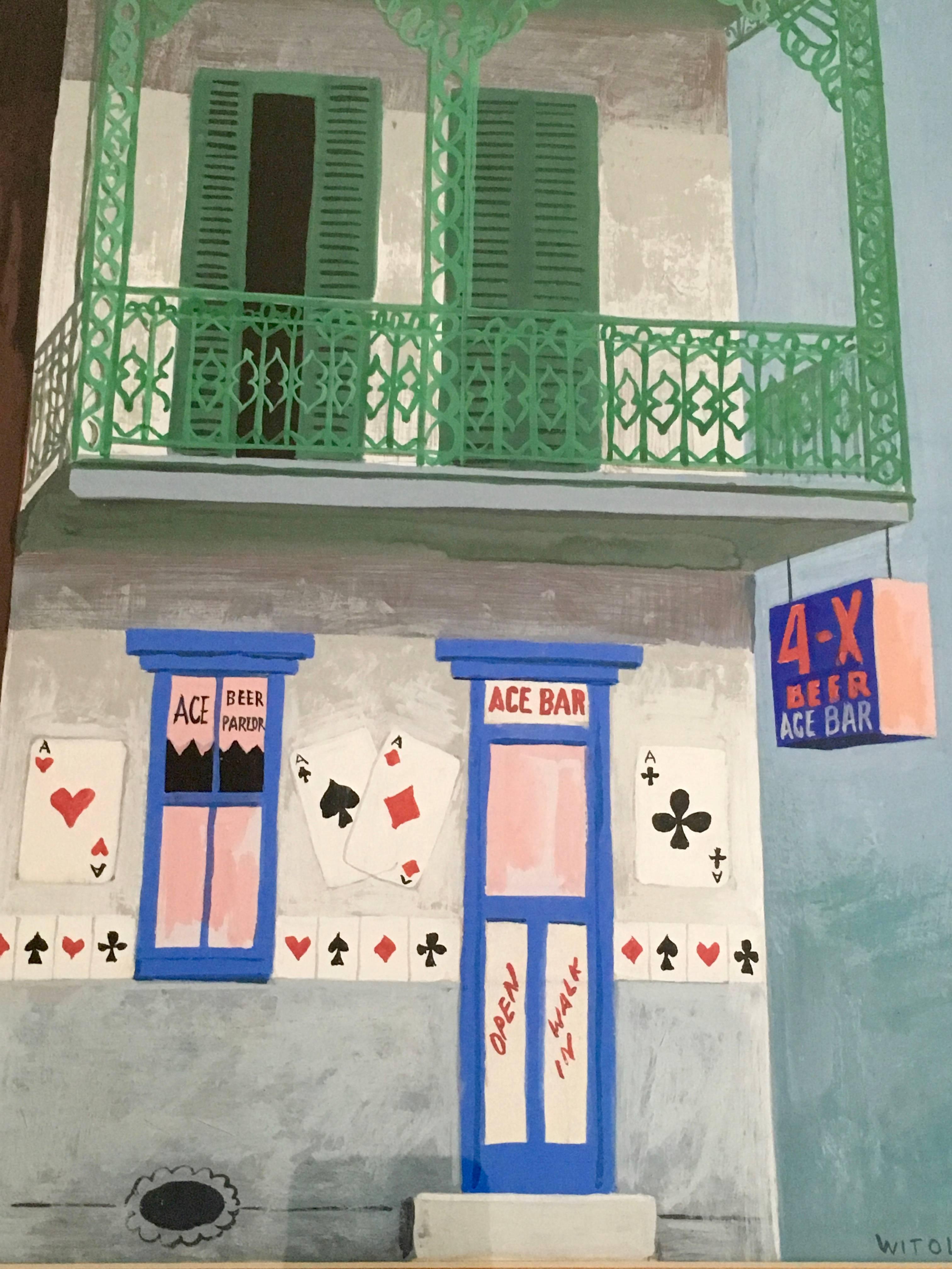 Ace Bar, Gouache American Scene. Witold Gordon im Angebot 2