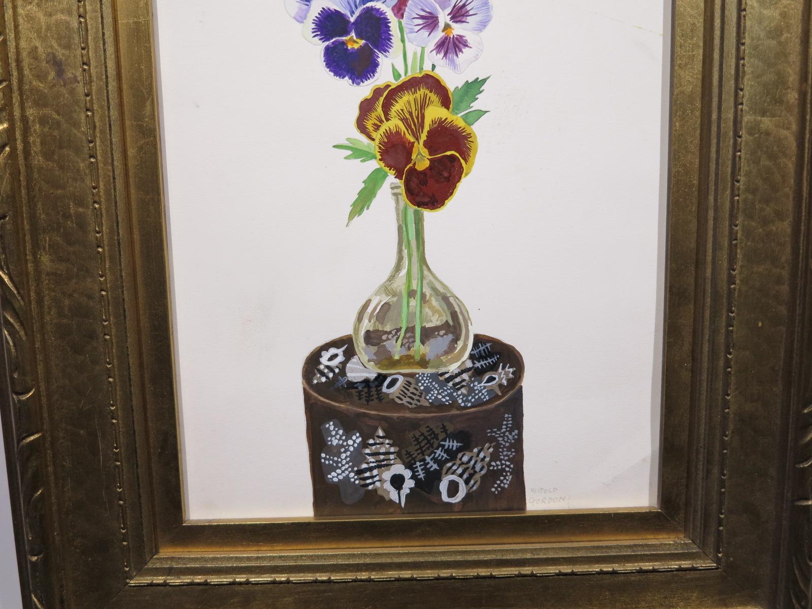 Pansies Still Life  - Realist Painting by Witold Gordon
