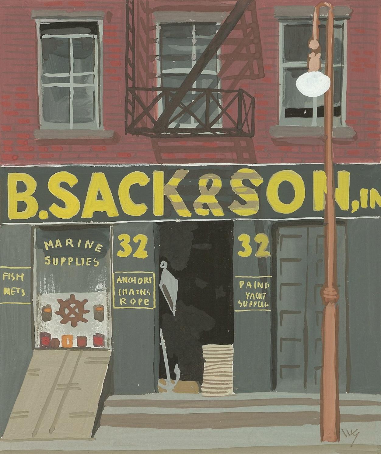 This gouache, by Witold Gordon, is one of a series commissioned by Conde Nast which were published in Vanity Fair magazine in July 1934 under the banner “New York Shops You Never See.” Framed to 9