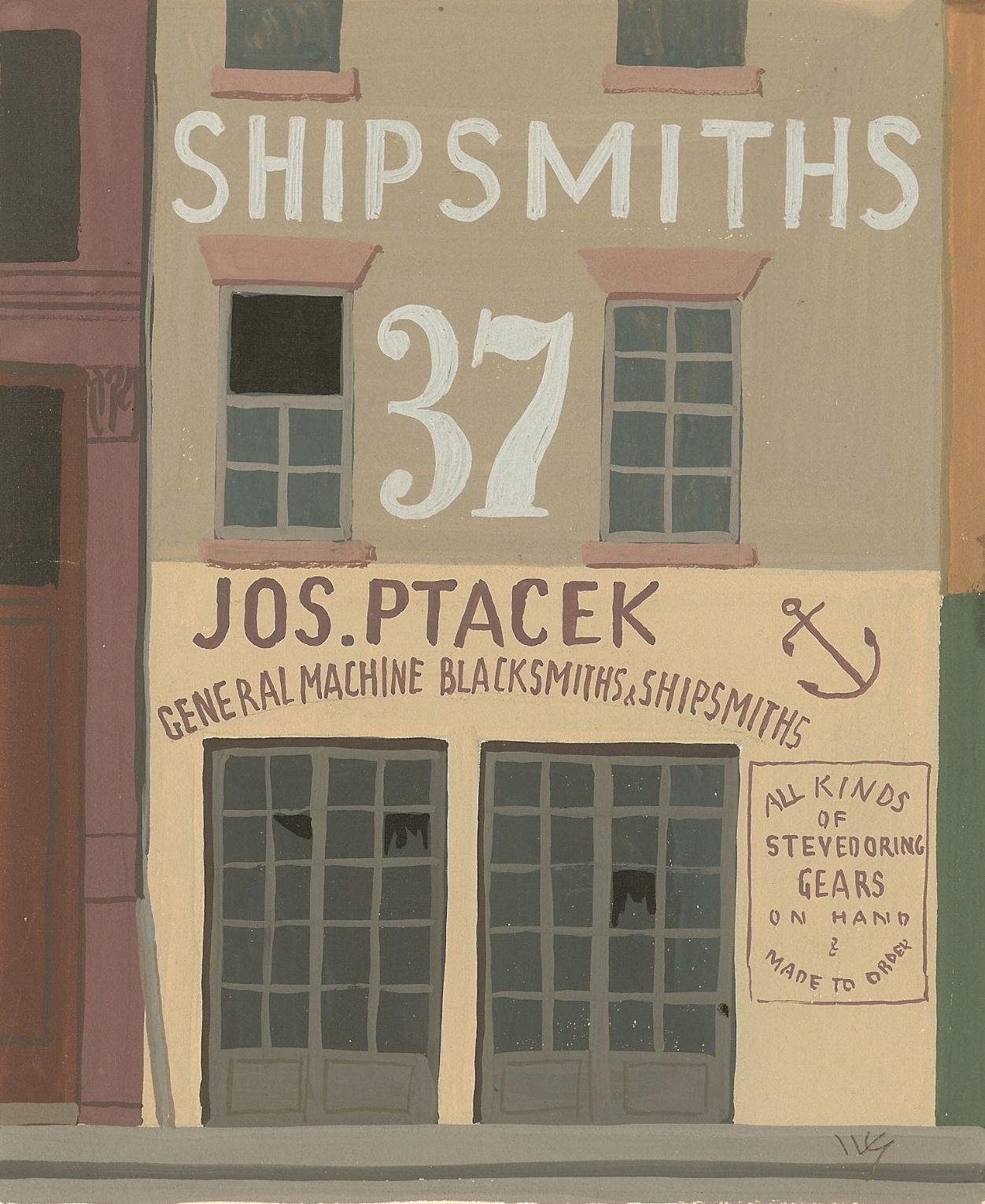 Art déco Gouache de Witold Gordon « Shipsmiths » (ouvriers du navire)  - « Vanity Fair » en vente