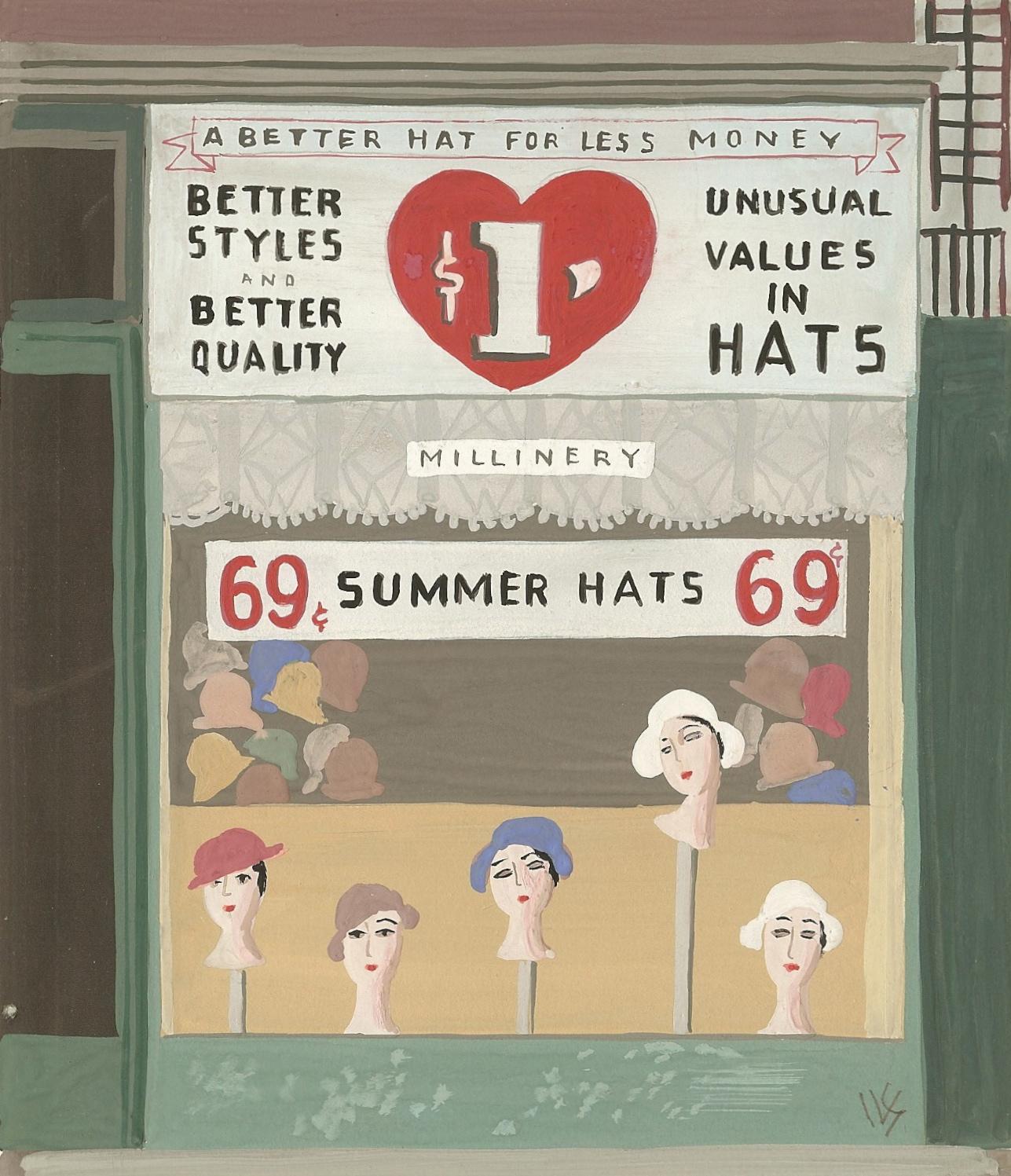 Art Deco Witold Gordon Gouache, Summer Hats, Vanity Fair