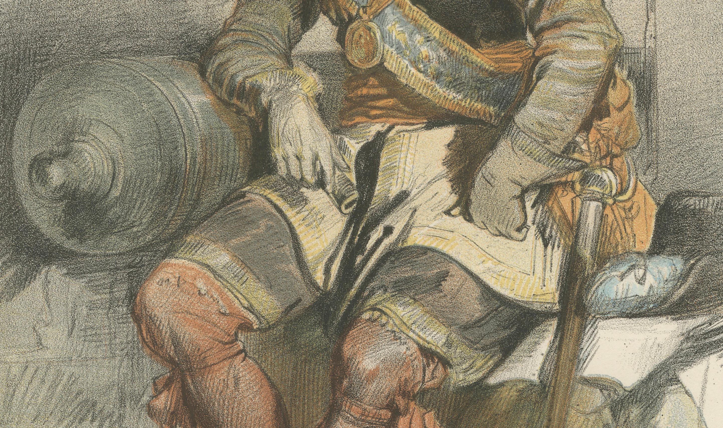 Witte Corneliszoon de mit Schiff - Handkolorierte Lithographie aus dem 19. im Zustand „Gut“ im Angebot in Langweer, NL
