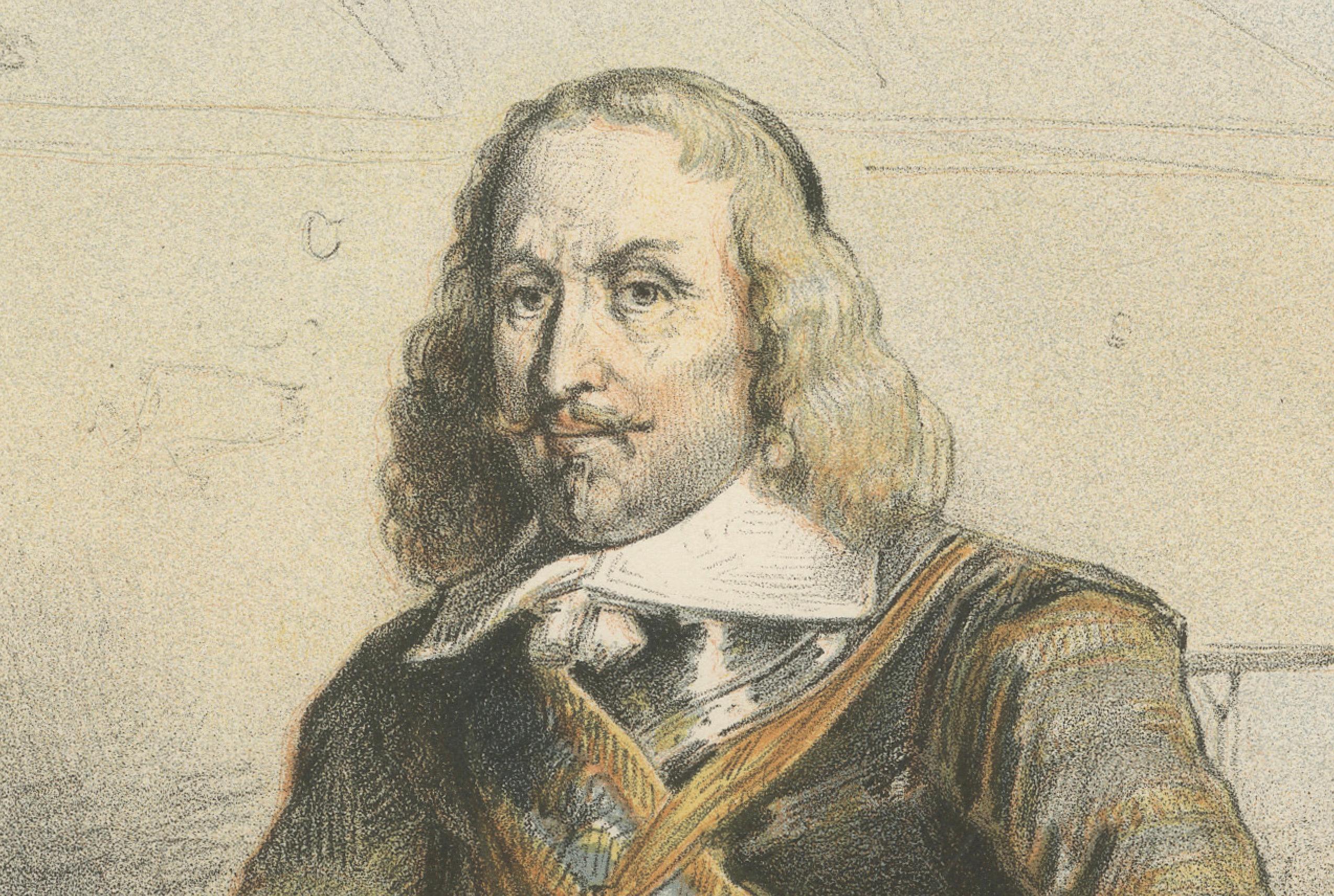 Witte Corneliszoon de mit Schiff - Handkolorierte Lithographie aus dem 19. (Mittleres 19. Jahrhundert) im Angebot