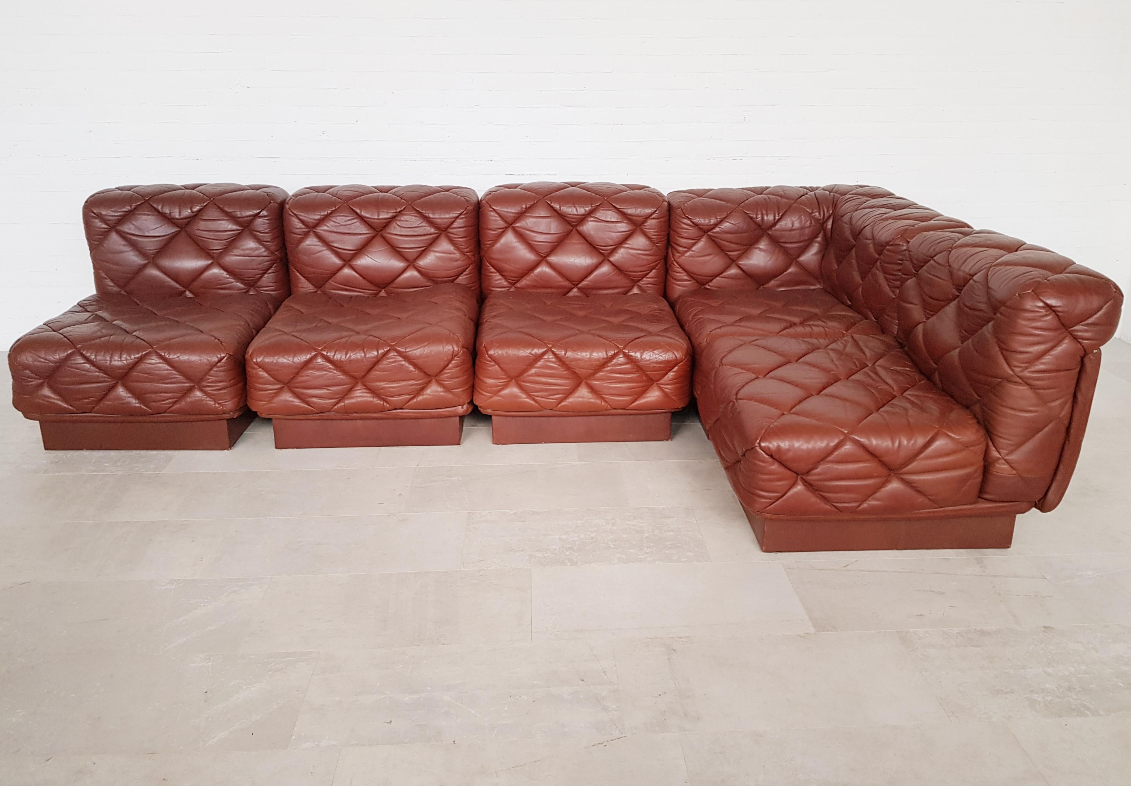20th Century Wittman Sectional Sofa in Brown Patchwork Leather