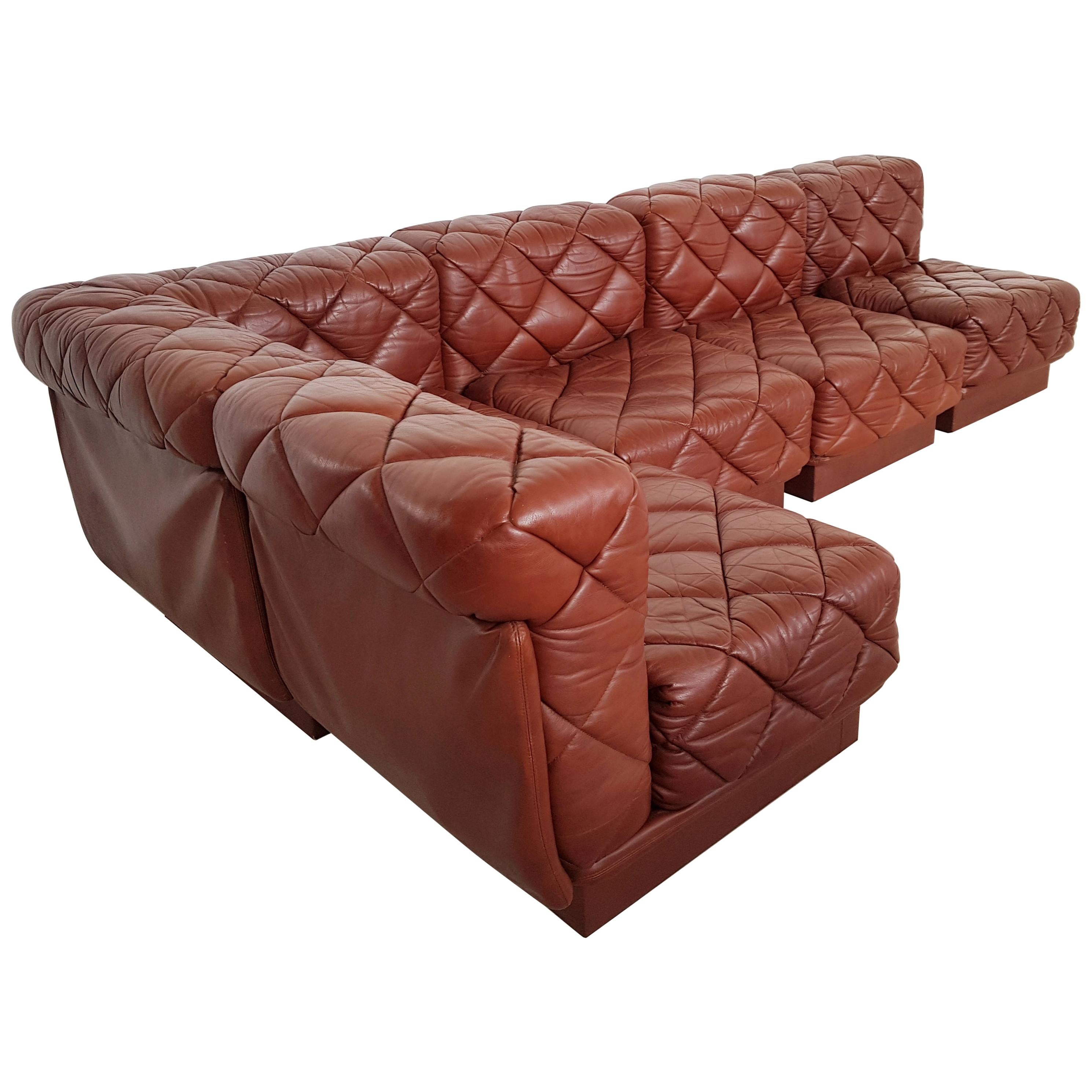 Wittman Sectional Sofa in Brown Patchwork Leather