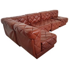 Wittman Sectional Sofa in Brown Patchwork Leather