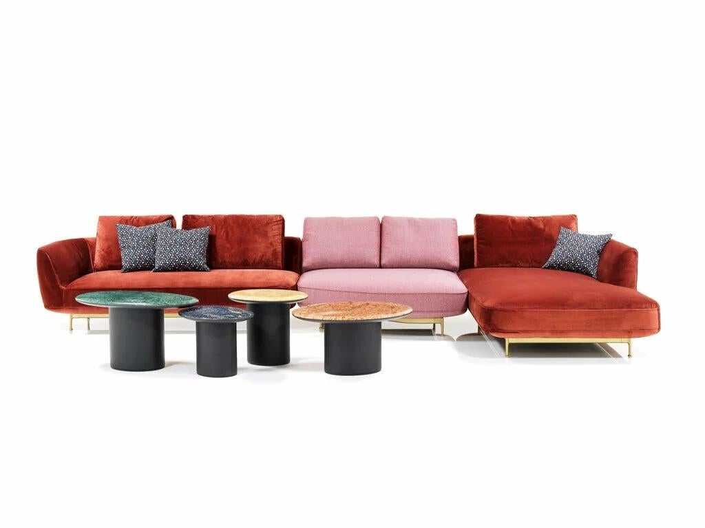 Cuir Table Wittmann Antilles avec plateau en marbre conçue par Luca Nichetto en vente